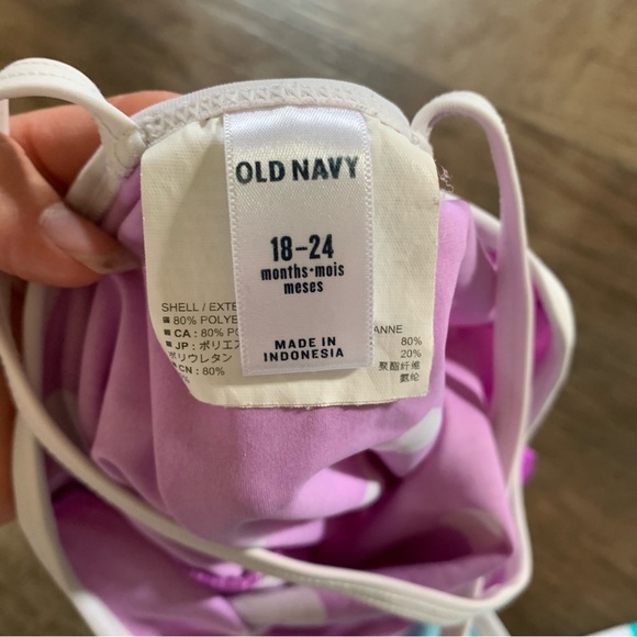 2 old navy hearts one piece swimsuits aqua and purple - Picture 5 of 5